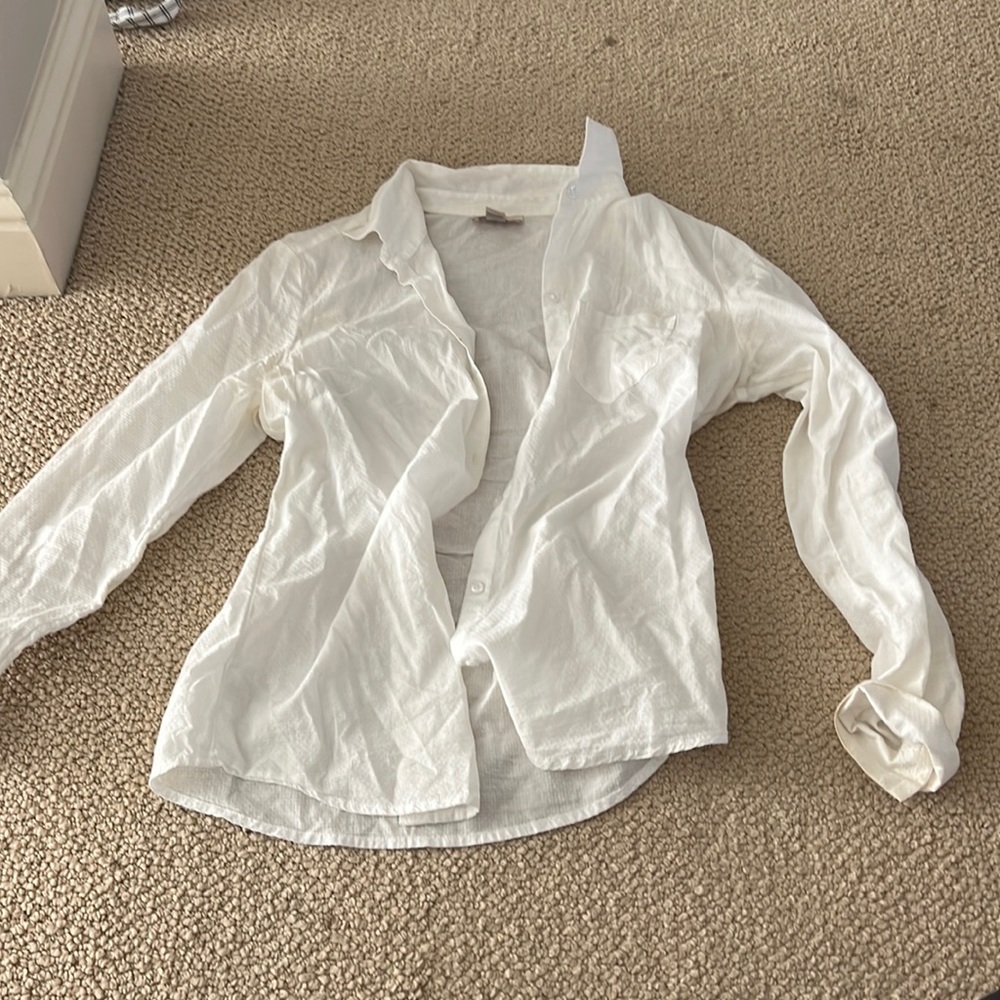A basic white button up shirt